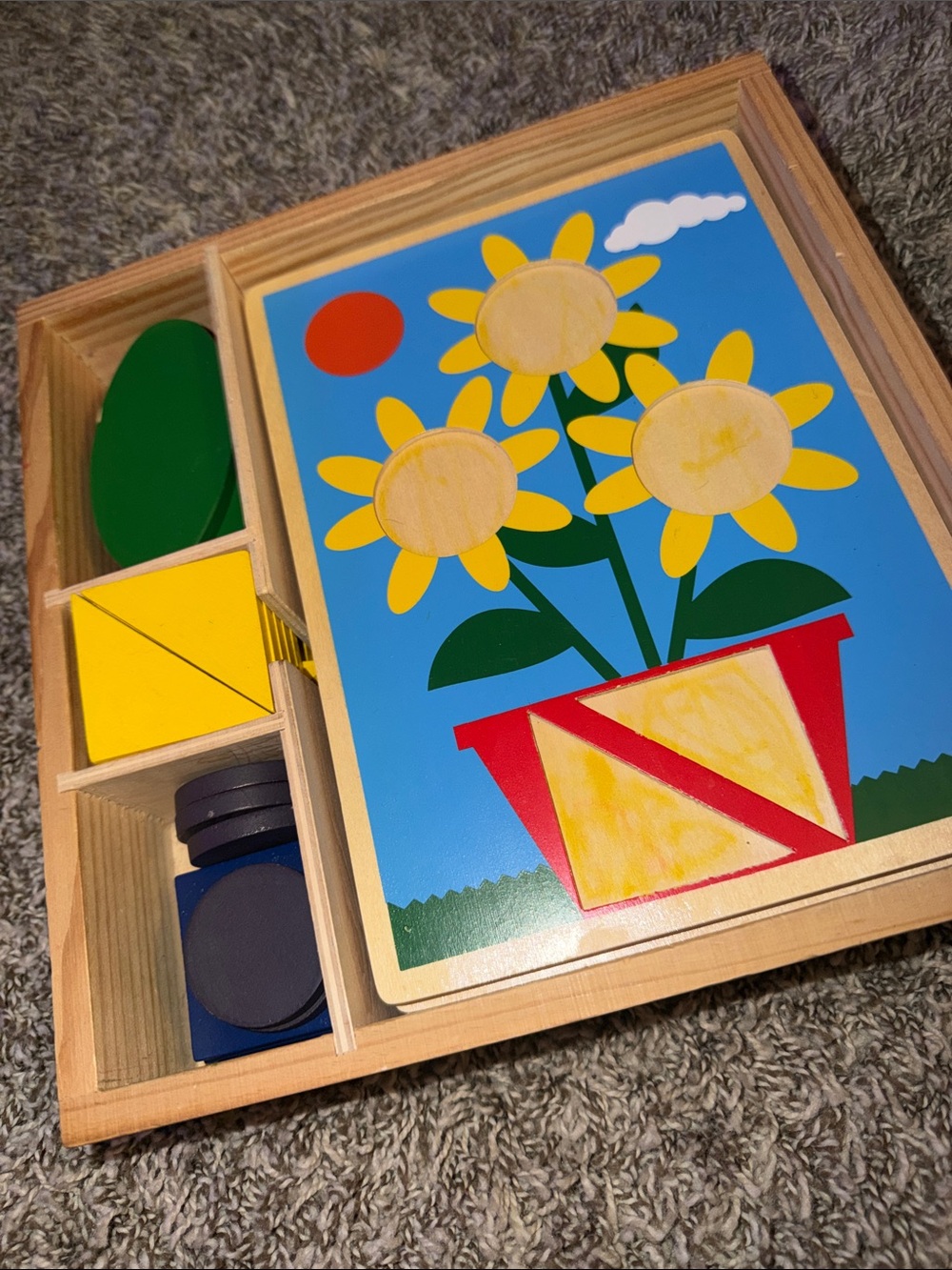 Wooden Puzzle Activity Board - Blue & Yellow